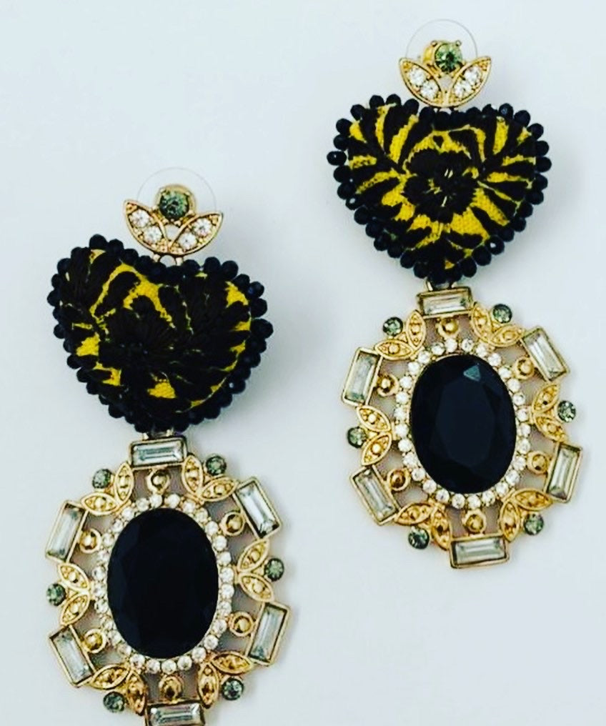 Earring Black with Yellow