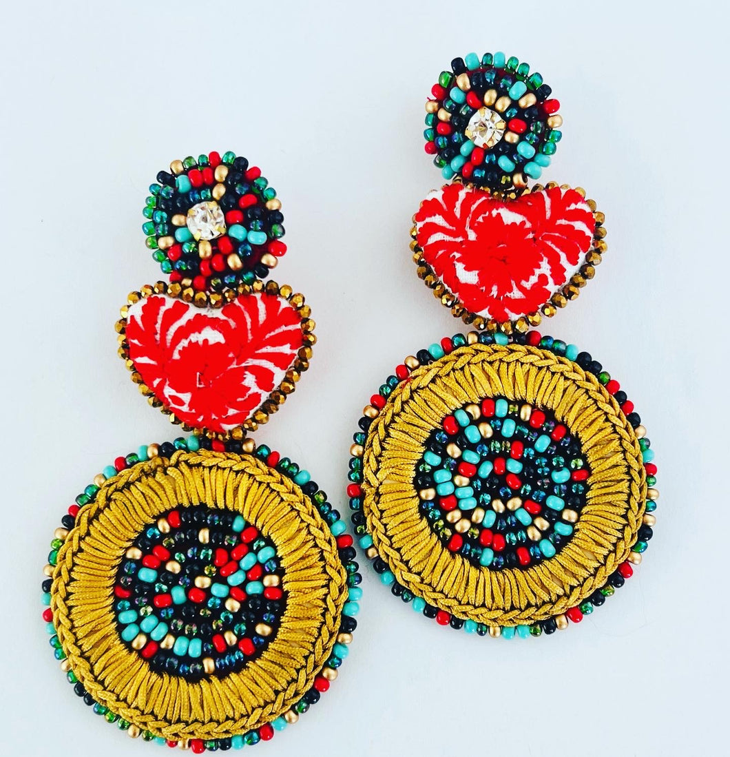 Earring Red with Gold